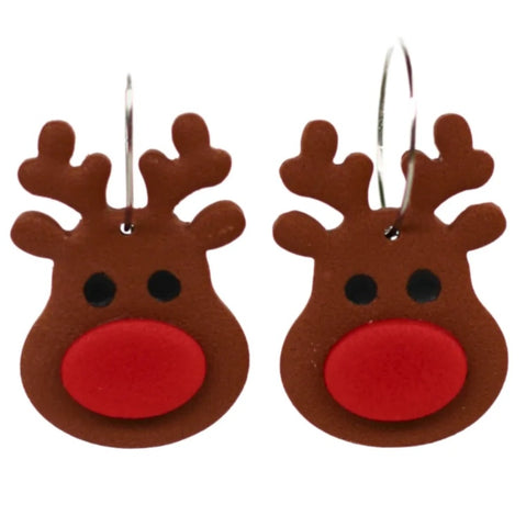 Red Nose Reindeer Hoops - Small