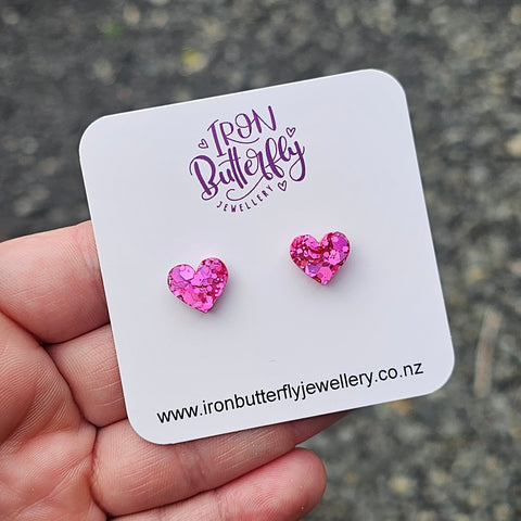 Heart Studs - Pink