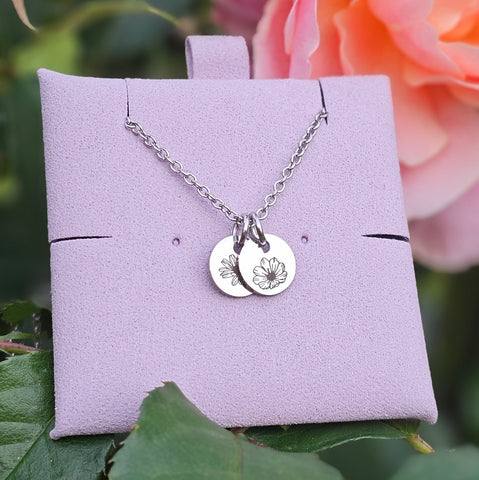 Birth Flower X-Mini Disk Necklace