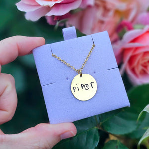 Forever Scripted Disk Necklace