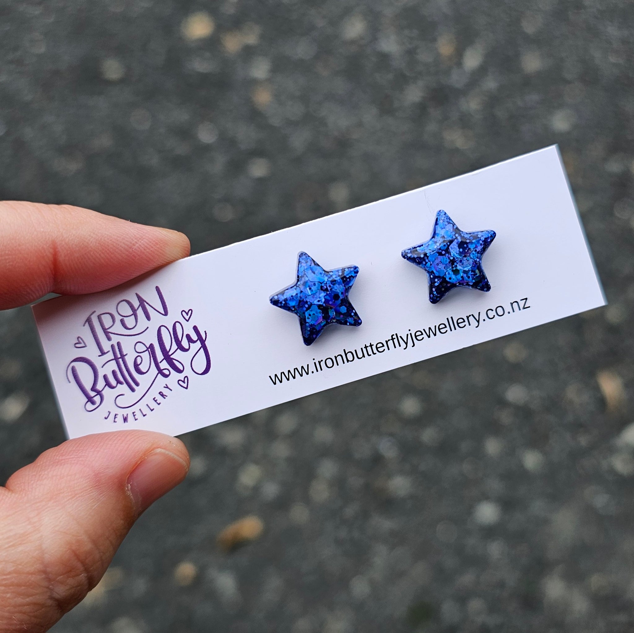 Star Studs - Blue 1.5cm (domed)