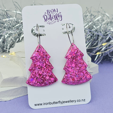 Christmas Tree Hoop - Pink Holo