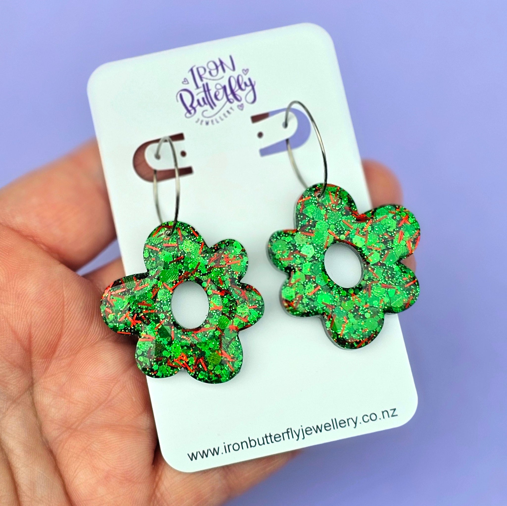 Funky Flower Hoops - Christmas