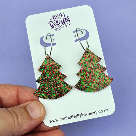 Christmas Tree Hoop - Green & Red