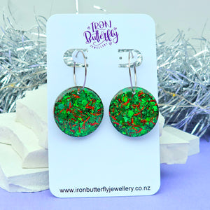 Christmas Glitter Disk Hoops