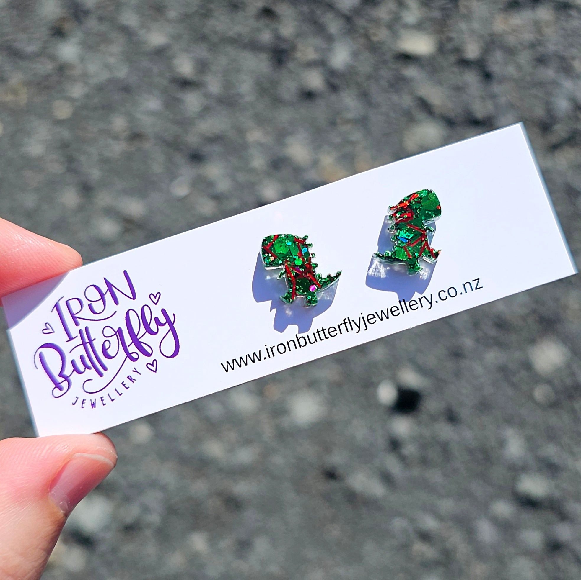 Dino Studs | T-Rex - Christmas