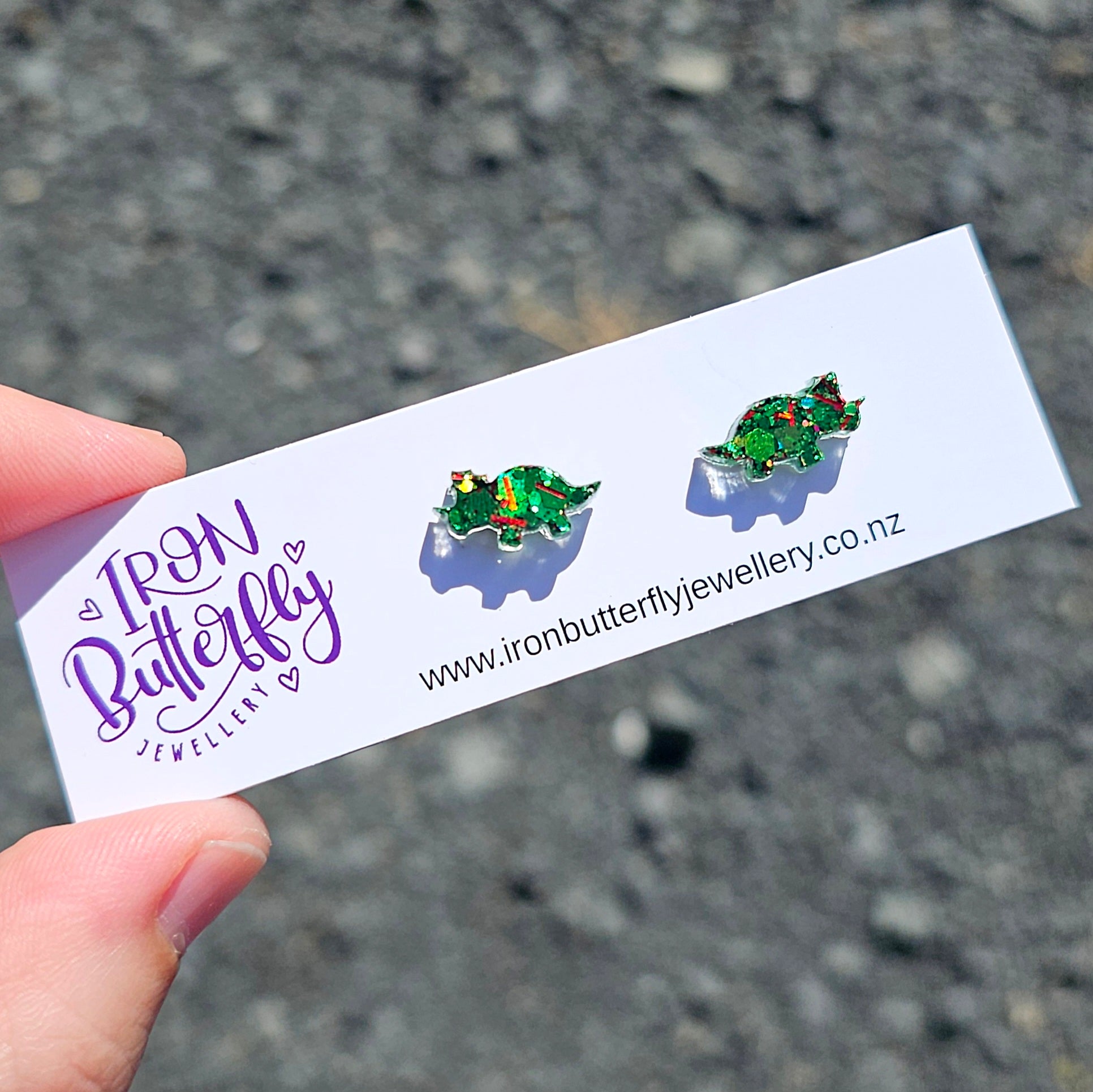 Dino Studs | Triceratops - Christmas