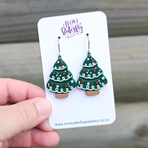 Christmas Tree Earrings - Pine Green