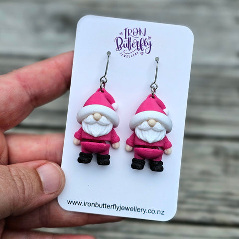 3D Gnome Earrings - Magenta