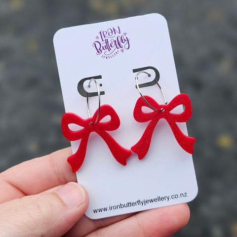 Bow Hoops - Red