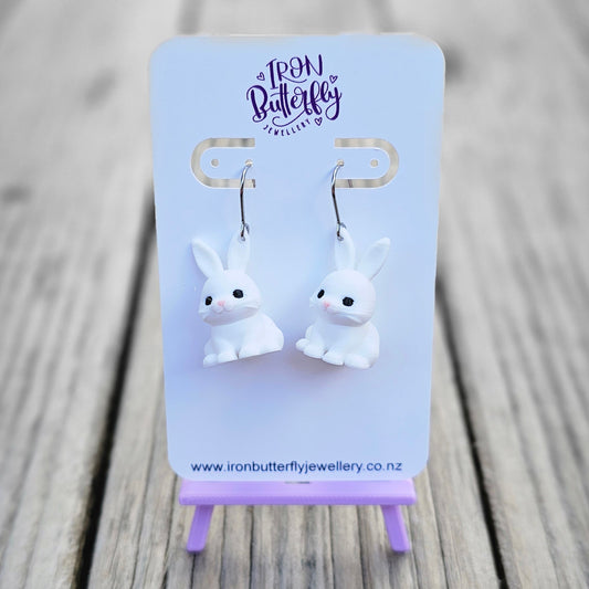 White Bunny Earrings