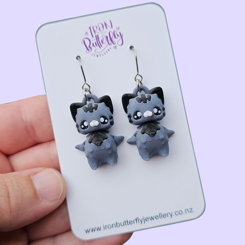 Animal Earrings - Cat (Grey Tabby)