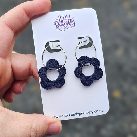 Flower Hoops - Navy