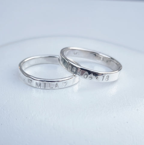 3mm Sterling Silver Hand Stamped Ring